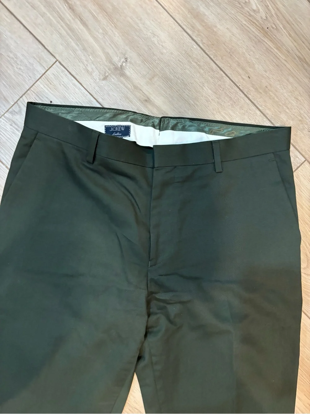 J Crew Ludlow Pants Men's 34x30 Italian Duca Visconti Fabric Green Cotton Nice